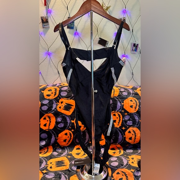 Island, sparkles, rhinestone tram, one piece swimsuit size large - Picture 2 of 3